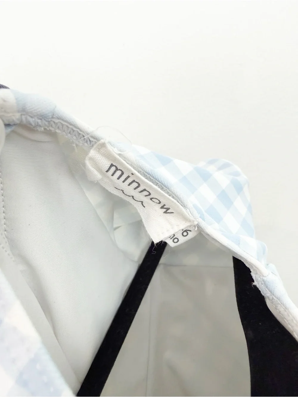 Minnow Baby Girls Oasis Blue Gingham Rashguard One Piece Size 0-6 Months